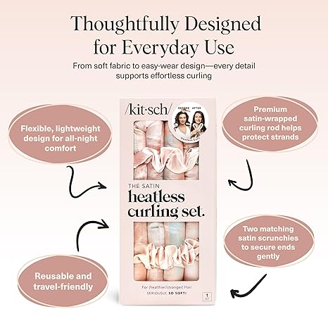 Effortless Heatless Satin Hair Curling Set for Heat-Free Salon Waves | 3 Pack per Set