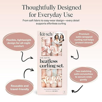 Effortless Heatless Satin Hair Curling Set for Heat-Free Salon Waves | 3 Pack per Set