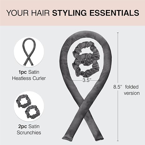 Effortless Heatless Satin Hair Curling Set for Heat-Free Salon Waves | 3 Pack per Set
