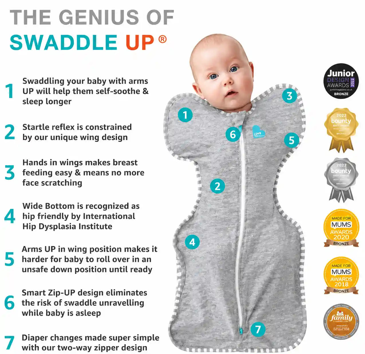 Sleep Longer & Deeper with Natural Arms-Up Swaddle Sack