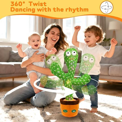 Interactive Dancing & Talking Cactus Toy with Glowing LED Lights